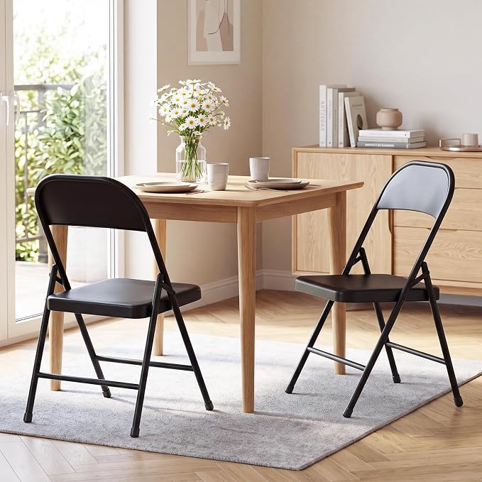 4 Pack All Metal Folding Chairs, Heavy Duty Foldable Chair Waterproof Resistant - Image 8