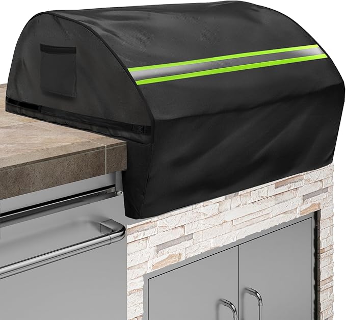 Built in Grill Cover for Previous Generation Viking T & E Series 41 inch - Heavy Duty 600D with Reflective Strips and Plush Lining,Protects The Built in Grill While Enhancing its Visual Appeal,Black