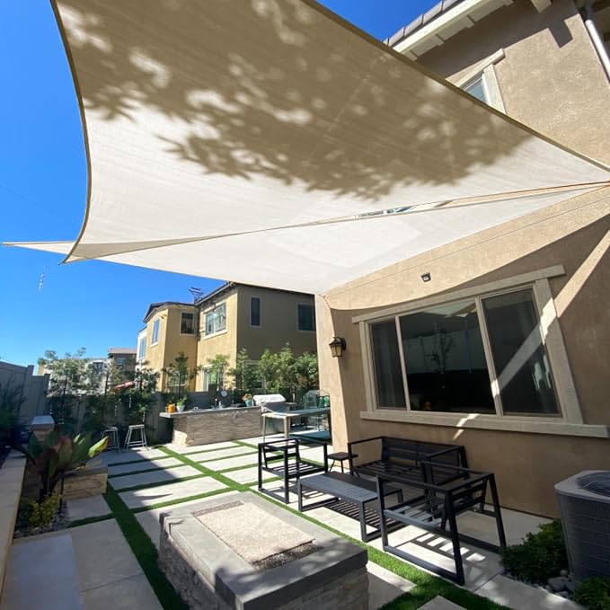 Sun Shade Sail 7'x13'x14.8' Butter Cream Triangle Custom Size | 95% UV Block by SUNLAX