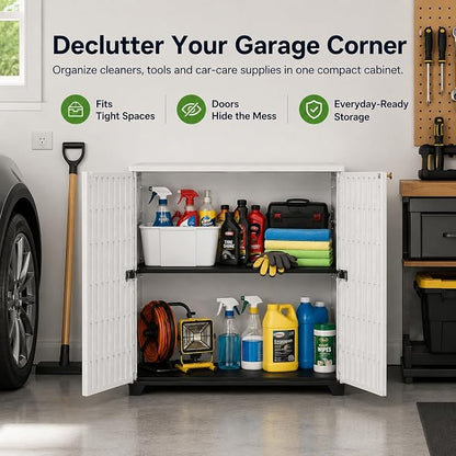 ADDOK Outdoor Storage Cabinet, 60 Gallon Waterproof Resin Patio Storage Cabinet - Image 8