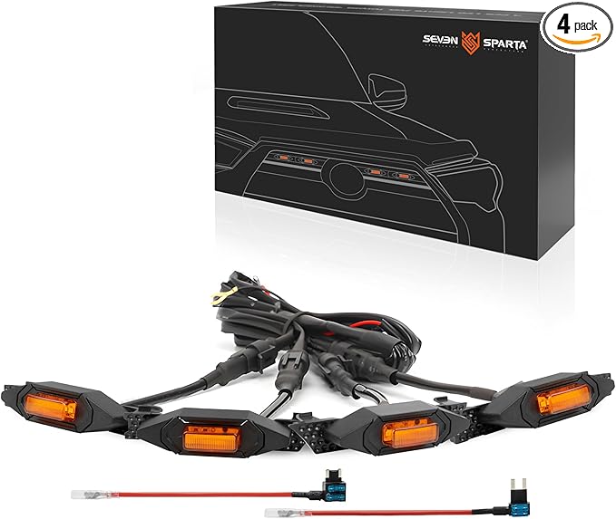 SEVEN SPARTA 4 PCS Grill Led Lights Compatible with Toyota 4Runner 2020-2024, Including SR5, TRD Sport, Off-Road, Premium and Limited Grille, Fuse and Instruction Included (Amber)