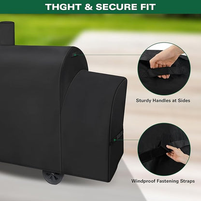 Heavy Duty 600D Grill Cover Fits for Royal Gourmet CC1830S/CC1830W/CC1830SC 30-Inch Charcoal Barrel Grill with Offset Smoker Grill Cover