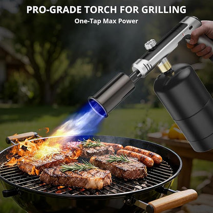 Powerful Propane Torch Gun, Sous Vide, Adjustable Kitchen Cooking Torch with One-Touch Max Fire, Culinary Torch for Searing Steak, BBQ and Campfire Starter(Tank Not Included)