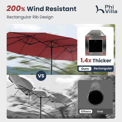PHI VILLA 15ft Large Outdoor Patio Umbrella - Image 3