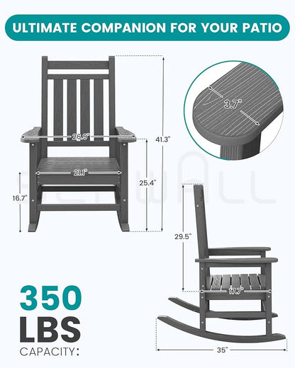 SERWALL Outdoor Rocking Chair Set of 4, HDPE Rocker - Image 3