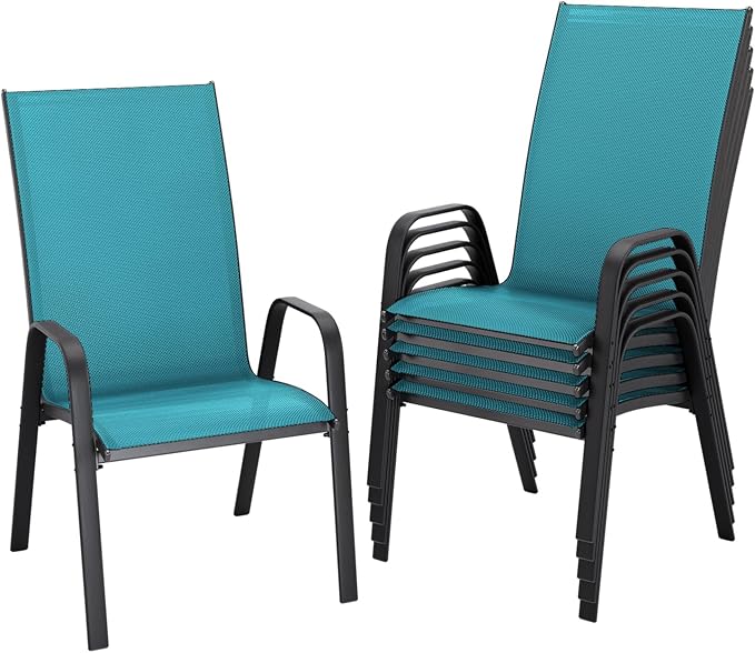 JEAREY Patio Dining Chairs 4 Pack, Outdoor Stackable Dining Furniture Set by JEAREYOutdoorsCollection