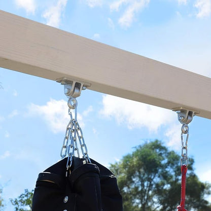BETOOLL 2400lb Capacity Heavy Duty Swing Hangers for Wooden Sets Playground Porch Indoor Outdoor & Hanging Snap Hooks Silver Set of 2