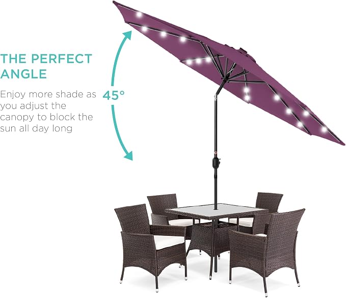 Best Choice Products 10ft Solar Polyester LED Lighted Patio Umbrella w/Tilt - Image 2