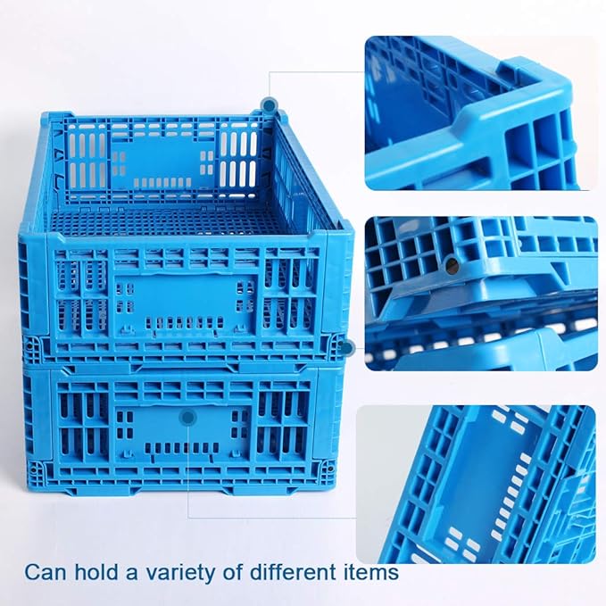 Collapsible Storage Bin Containe， 52 Liter Transfer box,crate Transit storage of various items (23.6" L x 15.7" W x 8.6" H-two)