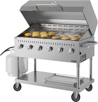 48 in. Commercial Outdoor Propane Gas Grill with Roll Dome Cover, ETL Listed in Stainless-Steel (CGKIT4-48D)