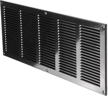 Repa Market Air Vent Cover 20x8 Inch (Outer Dimensions) Black Galvanized Steel Louvered Grill Cover with Mesh Screen/Wall or Ceiling Vent/HVAC Register for Indoor and Outdoor Ventilation