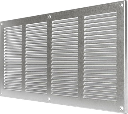 Repa Market Air Vent Cover 16x8 Inch (Outer Dimensions) Galvanized Steel Louvered Grill Cover with Mesh Screen/Wall or Ceiling Vent/HVAC Register for Indoor and Outdoor Ventilation