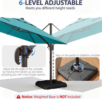 10' X 10' Patio Umbrella Cantilever Outdoor Rectangle Umbrella - Image 7