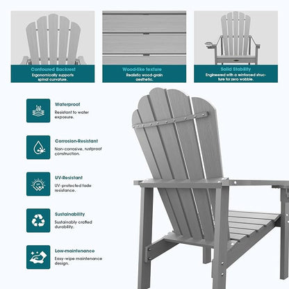 THOEOE Stackable Adirondack Chair Set of 4, Fire Pit Chairs Set of 4 | - Image 6
