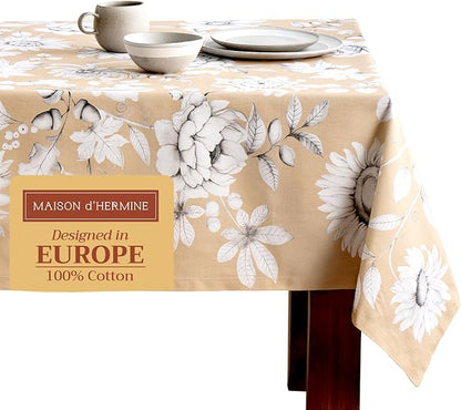 Maison d' Hermine Table Cloth Rectangle Table 100% Cotton 70 x 108 Inches Fall Tablecloth Reusable Everyday Use for Thanksgiving Christmas Decorations Dining Farmhouse Party (Pretty Autumn)