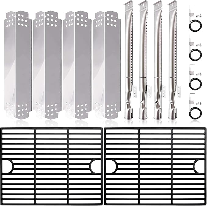 Grill Replacement Parts for Nexgrill 4 Burner 720-0830H, 720-0783E, Nexgrill 720-0888, 720-0888N. Grates, Grill Burner Tubes, Heat Plates and Igniters Replacement Kit for Home Depot Nexgrill 720-0830H