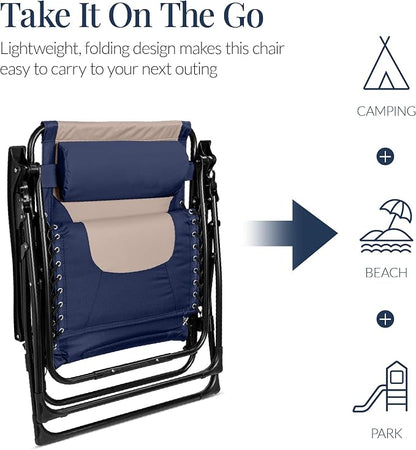 Best Choice Products Oversized Padded Zero Gravity Chair, Folding Outdoor Patio - Image 6