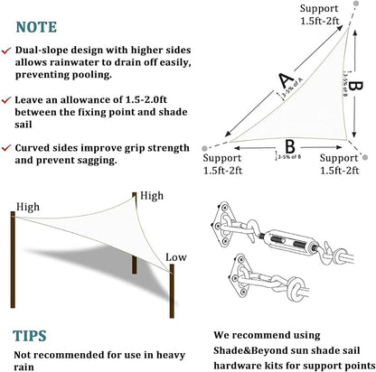 Shade&Beyond Custom Sun Shade Sail 16'x19'x24.8' Triangle Sun Sail Shades Patio - Image 6