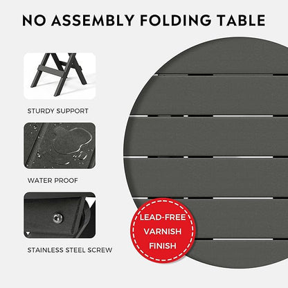 Costaelm Paradise 3-Piece Outdoor HDPE Folding Patio Bistro Table and Chairs, Gray