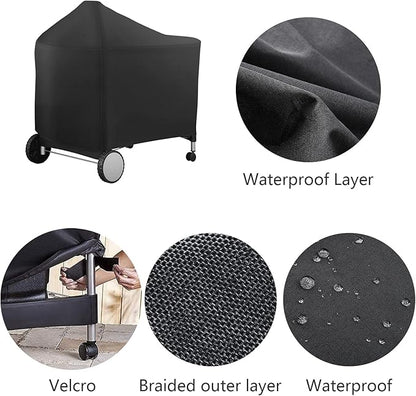 Grill Cover for Weber 7152 Performer Deluxe 22 Inch Charcoal Grills,Waterproof Fade Resistant BBQ Cover(48.5L x 25.5W x 39.8H inch)