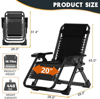 MOPHOTO Zero Gravity Chair, Outdoor Padded Lounge Chair - Image 2