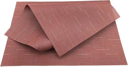 Gugrida Placemats PVC Table Mats Woven Vinyl Placemats, Set of 6 (18"X12" Red Stripe)
