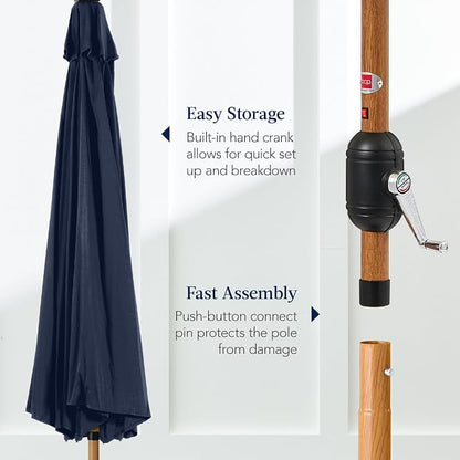 Best Choice Products 10ft Solar Market Patio Umbrella w/Woodgrain Pattern Pole - Image 7