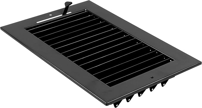 12"w X 4"h Adjustable AIR Supply Diffuser - HVAC Vent Cover Sidewall or Ceiling - Grille Register - High Airflow - Black [Outer Dimensions: 13.75"w X 5.75"h]