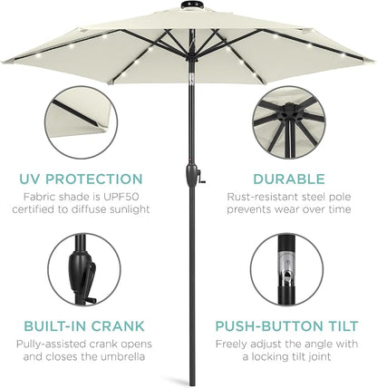 Best Choice Products 7.5ft Solar Umbrella LED Lighted Patio Umbrella, Table - Image 5