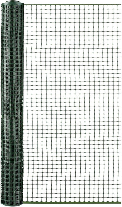 BOEN Garden Fence Temporary Barrier Outdoor Fence for Dog, Rabbit or Deer, Garden Netting Plastic Mesh Plant Protection (4' x 50', Green)