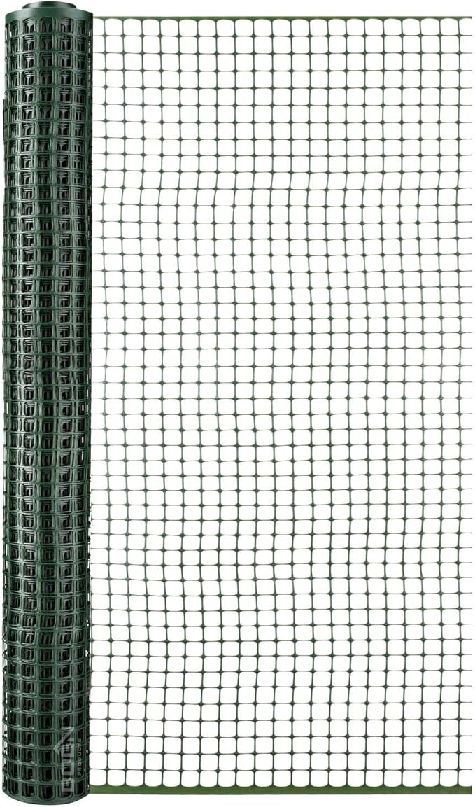 BOEN Garden Fence Temporary Barrier Outdoor Fence for Dog, Rabbit or Deer, Garden Netting Plastic Mesh Plant Protection (4' x 75', Green)