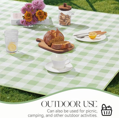 MOSAYT Rectangle Vinyl Tablecloth, 100% Waterproof Buffalo Gingham Plastic Table Cloth, Heavy Duty Wipeable Table Covers for Picnic, Outdoor, Camping - 54 x 108, Sage Green