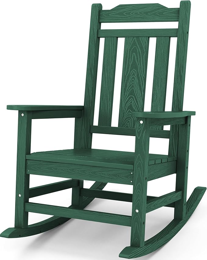 SERWALL Oversized Outdoor Rocking Chair, Patio HDPE Rocking Chair, All Weather by Unknown