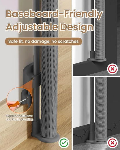 Retractable Baby Gate, 55" Wide Mesh Gate with 4 Reinforced Rods, Prevents Kids & Dogs from Crawling Under, 34" Tall Easy-to-Use Pet Gate for Stairs, Bedrooms, Hallways, Indoor/Outdoor, Gray