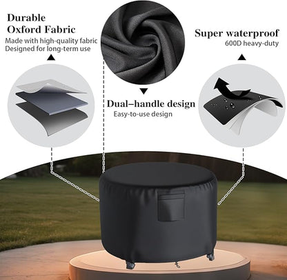 Chinchilla Heavy Duty 36 Inch Round Fire Pit Cover - 100% Waterproof & Weatherproof, Durable All-Season Protection for 33/34/35/36 Inch Propane Fire Pits and Tables