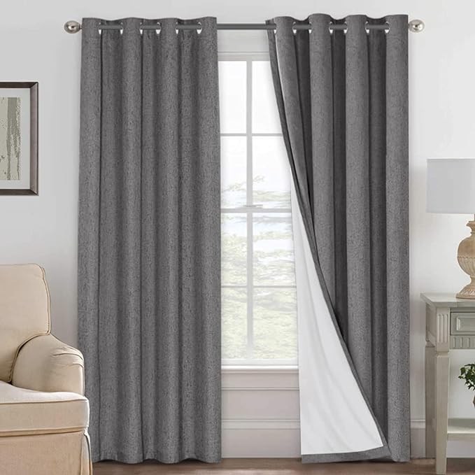 H.VERSAILTEX Linen Blackout Curtains 96 Inches Long 100% Absolutely Blackout by HVERSAILTEX