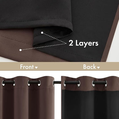 MIULEE Dark Brown 100% Blackout Curtains - Image 3