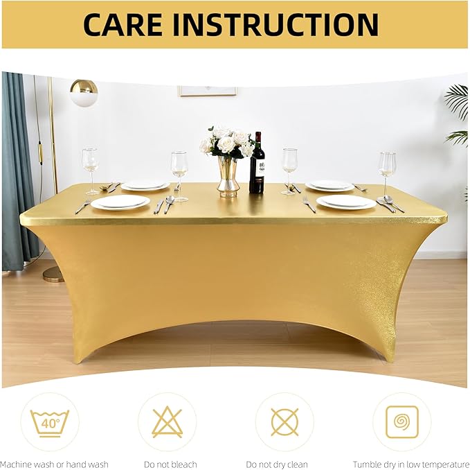 6-Pack 6ft Spandex Table Covers for Rectangle Standard Folding Tables - Wrinkle Resistant Stretch Tablecloths - Ultimate Fitted Table Protector for Parties, Trade Shows, Wedding