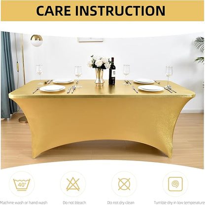 2-Pack 6ft Spandex Table Covers for Rectangle Standard Folding Tables - Wrinkle Resistant Stretch Tablecloths - Ultimate Fitted Table Protector for Parties, Trade Shows, Banquet