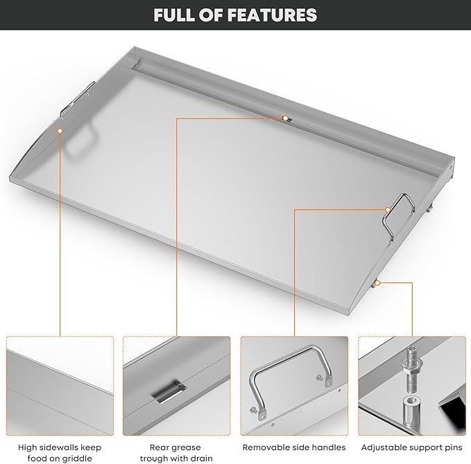 Stanbroil 36 Inch Flat Top Griddle, Stainless Steel Griddle Replacement Top for Blackstone 36" 4 Burner Gas Grill Cooking Station, Griddle Top Replacement with Rear Grease System