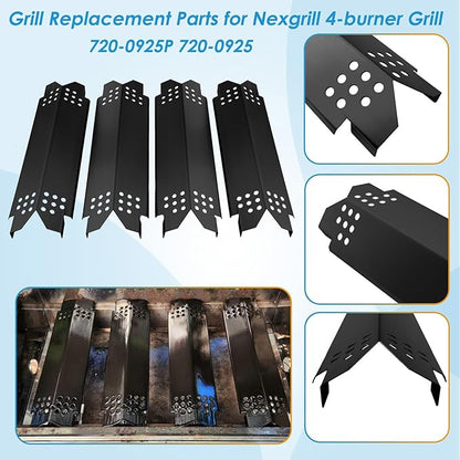 Grill Parts for Nexgrill 4 Burner 720-0925 720-0925P 720-0925PG, Cooking Grate, Heat Shield and Burner Kit for Nexgrill 720-0925P Replacement Parts for Nexgrill 4 Burner 720-0925