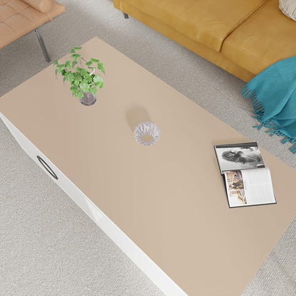 Leather Table Mat, 1.8mm Thick, 24x48 Inch, Large Desk & Coffee Table Protector (Light Brown+Gray)
