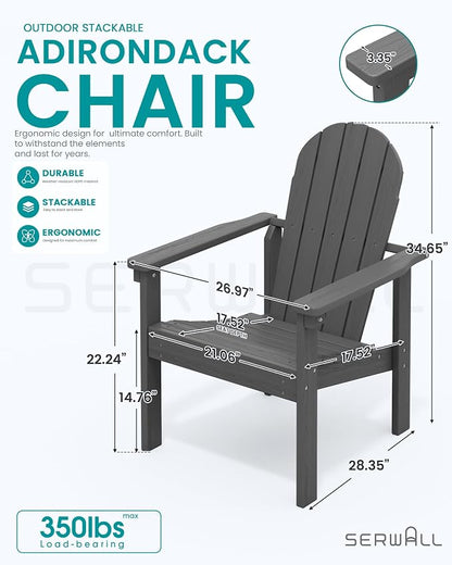SERWALL HDPE Stackable Adirondack Chairs Set of 2, Space-Saving - Image 3