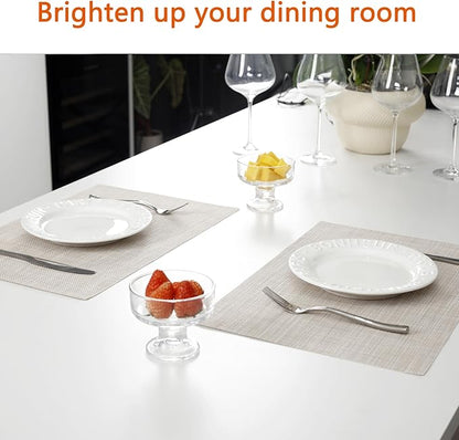 Placemats Set of 6 Washable&Wipeable Place mats for Dining Table Kitchen Indoor Outdoor Table Mats Heat Resistant Non Slip Woven Vinyl Table Placemats (Beige，6PCS)