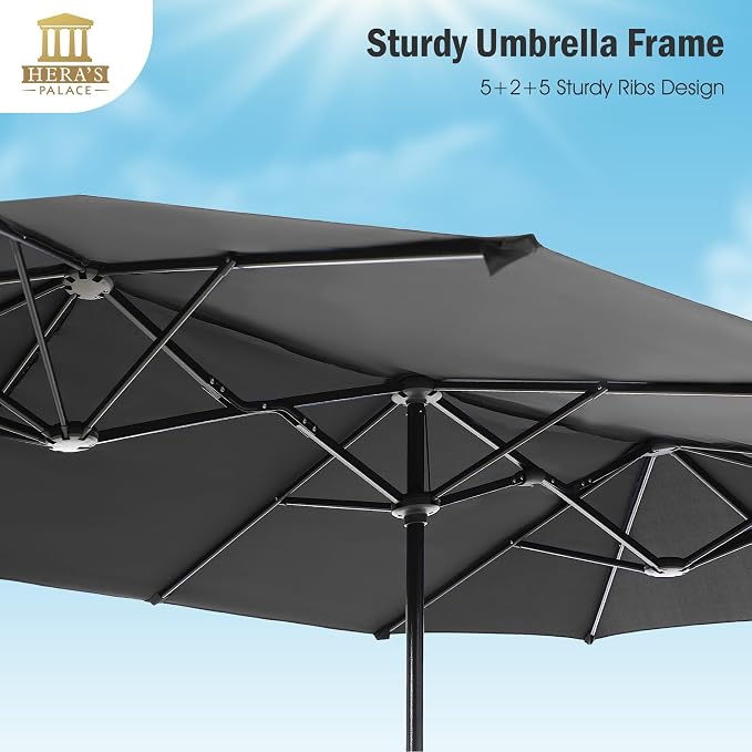 HERA'S PALACE 13 ft Large Double-Sided Twin Patio Umbrella, Outdoor Market - Image 4