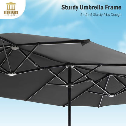 HERA'S PALACE 13 ft Large Double-Sided Twin Patio Umbrella, Outdoor Market - Image 4