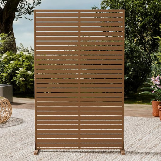 Privacy Fence Screen with Stand 6 Panel 72" H×47" W HDPE Decorative Panels with Steel Poles and Stand, Air Conditioner Fence Panels, Privacy Screen for Outdoor Backyard, Balcony, Pool