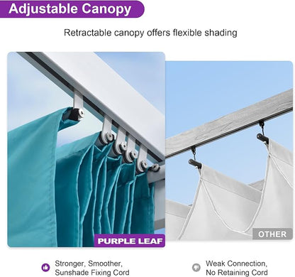 PURPLE LEAF Pergola 10' x 12' Aluminum Frame Retractable, Turquoise Blue | - Image 3