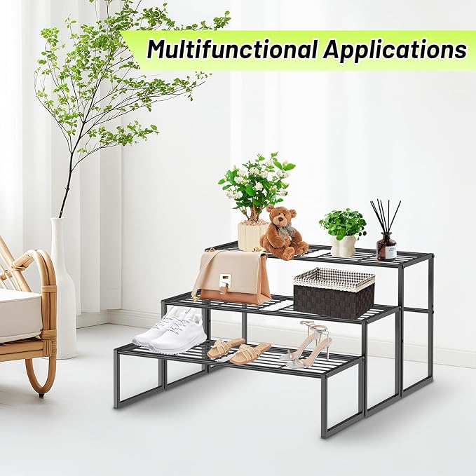 Metal Plant Stand Indoor Outdoor, 3 Tier Potted Multiple Flower Pot Holder Rack - Image 4
