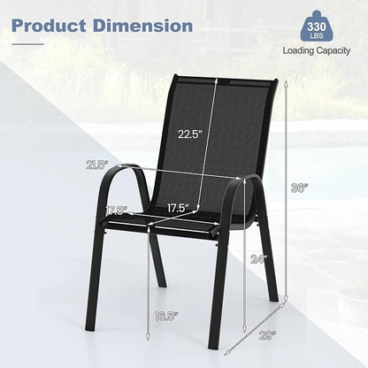 COSTWAY Patio Stackable Dining Chairs Set of 4 - Image 3